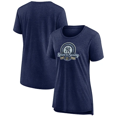 Women's Navy New York Yankees Sprint To Spring Tri-Blend T-Shirt