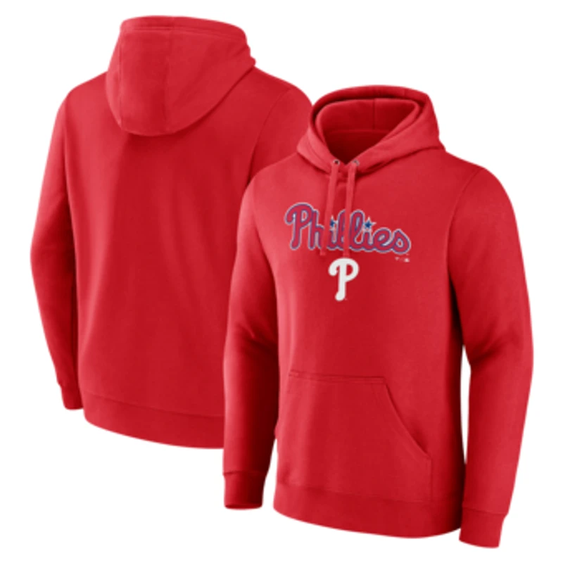 Men's Red Philadelphia Phillies Team Lockup Pullover Hoodie
