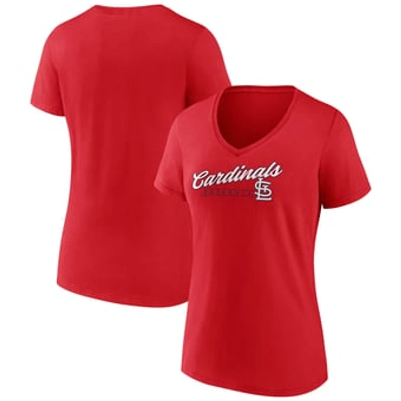 Women's Red St. Louis Cardinals One And Only V-Neck T-Shirt