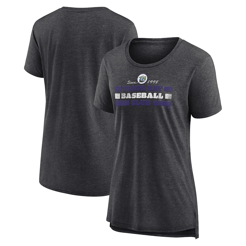 Women's Gray Tampa Bay Rays Power Swing Tri-Blend T-Shirt
