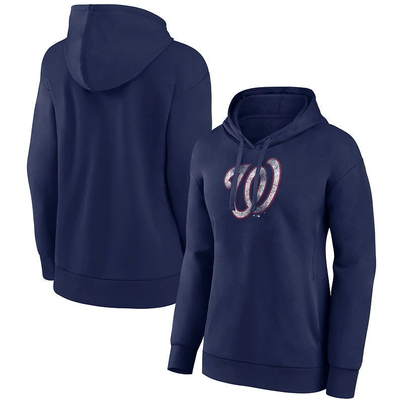 Women's Navy Washington Nationals Distressed Team Pullover Hoodie