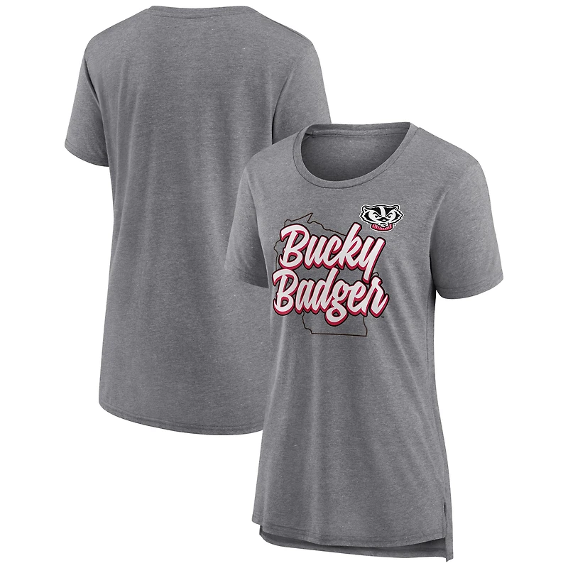 Women's Gray Wisconsin Badgers True Mascot Tri-Blend T-Shirt