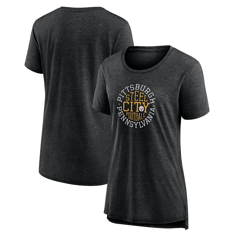 Women's  Charcoal Pittsburgh Steelers Steel City Tri-Blend T-Shirt