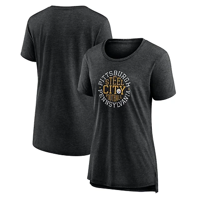 Women's  Charcoal Pittsburgh Steelers Steel City Tri-Blend T-Shirt