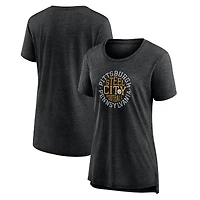 Women's  Charcoal Pittsburgh Steelers Steel City Tri-Blend T-Shirt