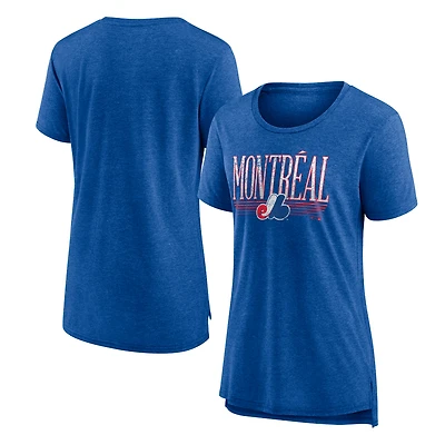 Women's Blue Montreal Expos Cooperstown Collection Toppler Tri-Blend T-Shirt
