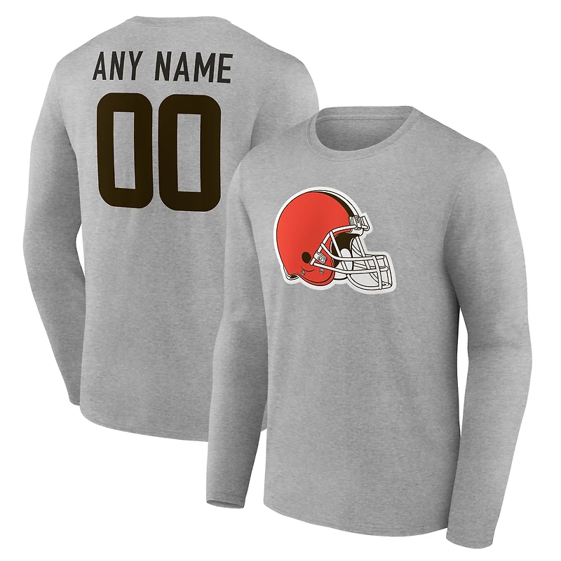 Men's Gray Cleveland Browns Team Authentic Custom Long Sleeve T-Shirt