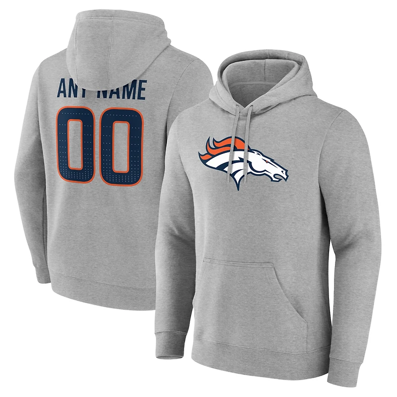 Men's  Gray Denver Broncos Team Authentic Custom Pullover Hoodie