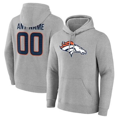 Men's  Gray Denver Broncos Team Authentic Custom Pullover Hoodie