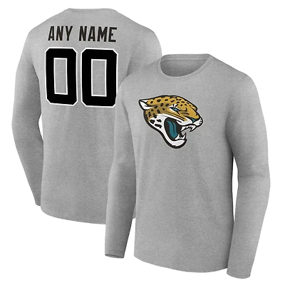Men's  Gray Jacksonville Jaguars Team Authentic Custom Long Sleeve T-Shirt