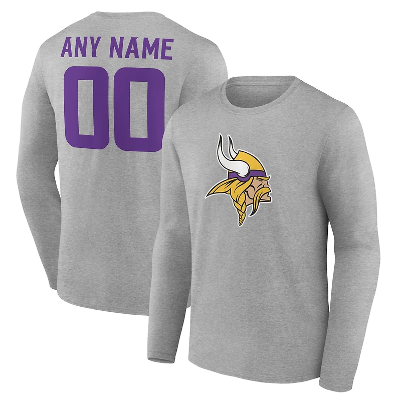 Men's  Gray Minnesota Vikings Team Authentic Custom Long Sleeve T-Shirt