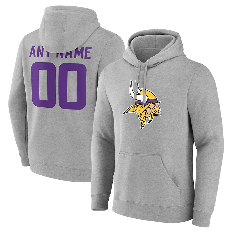 Men's  Gray Minnesota Vikings Team Authentic Custom Pullover Hoodie
