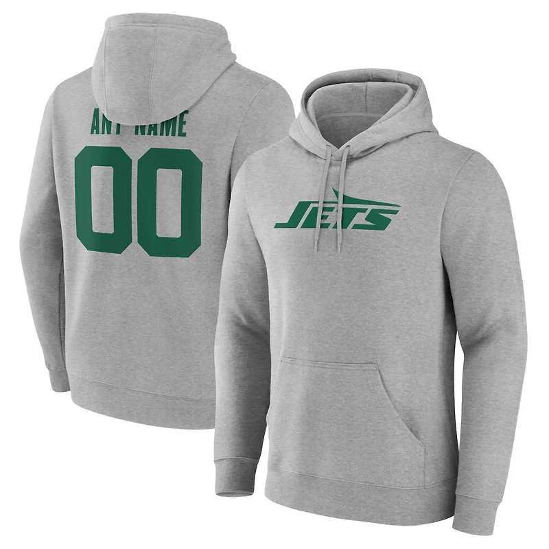 Men's  Gray New York Jets Team Authentic Custom Pullover Hoodie