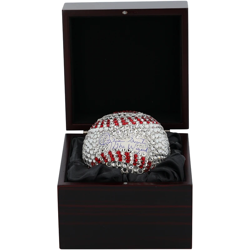 Ozzie Smith St. Louis Cardinals Autographed Swarovski Crystal Baseball with "The Wizard" Inscription - Art by Rock On Sports