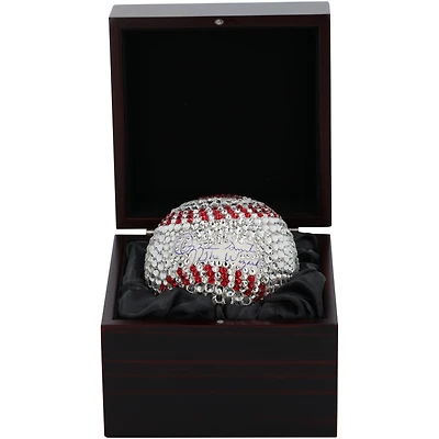 Ozzie Smith St. Louis Cardinals Autographed Swarovski Crystal Baseball with "The Wizard" Inscription - Art by Rock On Sports