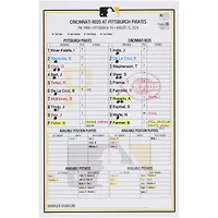 Pittsburgh Pirates Game-Used Lineup Card vs. Cincinnati Reds on August 23, 2024