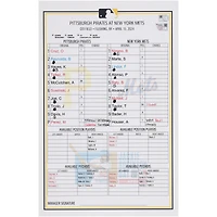 Pittsburgh Pirates Game-Used Lineup Card vs. New York Mets on April 15, 2024