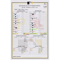 Pittsburgh Pirates Game-Used Lineup Card vs. Boston Red Sox on April 21, 2024