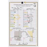 Pittsburgh Pirates Game-Used Lineup Card vs. San Francisco Giants on April 26, 2024