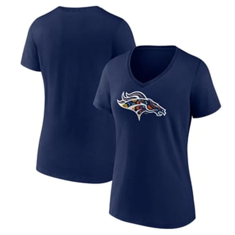 Women's Navy Denver Broncos Mexico Bronco V-Neck T-Shirt