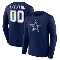 Men's  Navy Dallas Cowboys Team Authentic Custom Long Sleeve T-Shirt