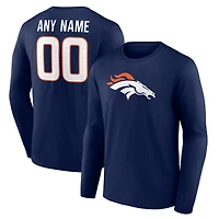 Men's  Navy Denver Broncos Team Authentic Custom Long Sleeve T-Shirt