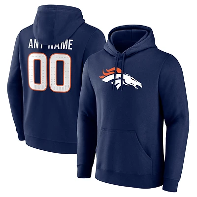 Men's  Navy Denver Broncos Team Authentic Custom Pullover Hoodie