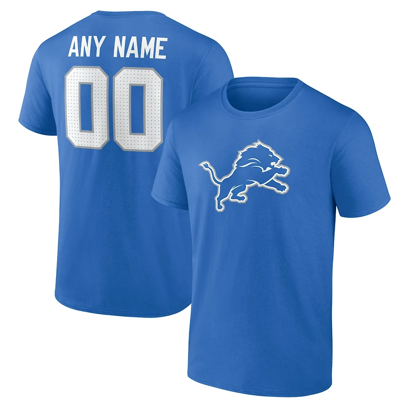 Men's  Blue Detroit Lions Team Authentic Custom T-Shirt