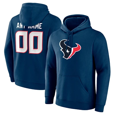 Men's  Navy Houston Texans Team Authentic Custom Pullover Hoodie