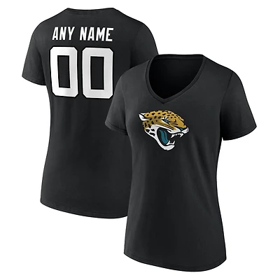 Women's  Black Jacksonville Jaguars Team Authentic Custom V-Neck T-Shirt