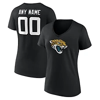 Women's  Black Jacksonville Jaguars Team Authentic Custom V-Neck T-Shirt