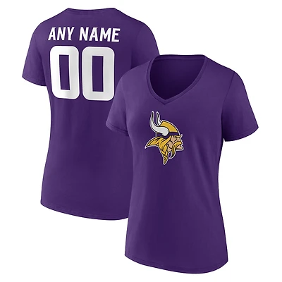 Women's  Purple Minnesota Vikings Team Authentic Custom V-Neck T-Shirt