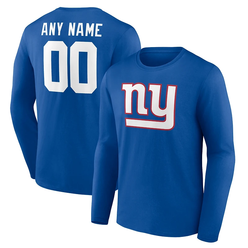 Men's  Royal New York Giants Team Authentic Custom Long Sleeve T-Shirt