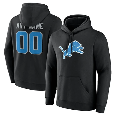 Men's  Black Detroit Lions Team Authentic Custom Pullover Hoodie