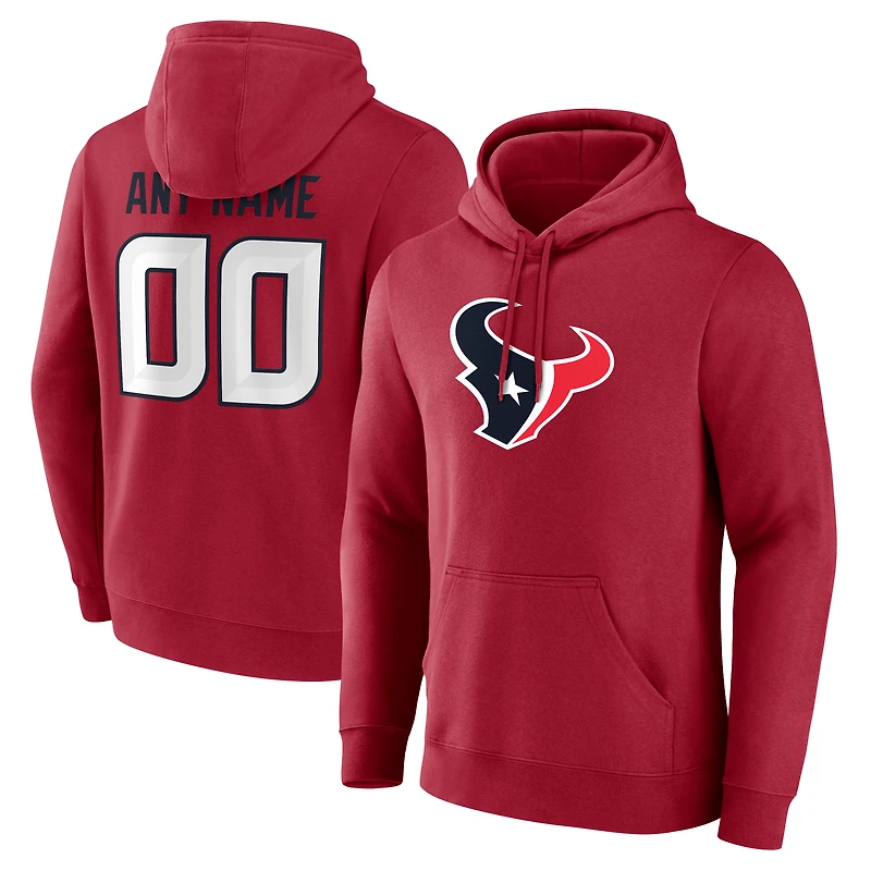 Men's  Red Houston Texans Team Authentic Custom Pullover Hoodie
