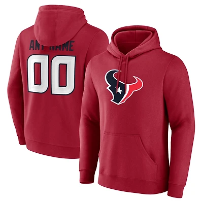 Men's  Red Houston Texans Team Authentic Custom Pullover Hoodie