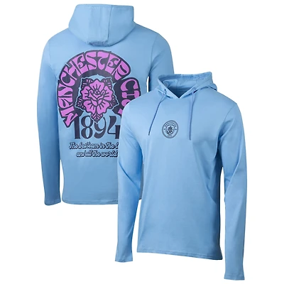 Men's Sport Design Sweden  Light Blue Manchester City Relaxed Offside Long Sleeve Hoodie T-Shirt