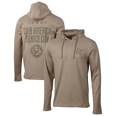 Men's Sport Design Sweden  Khaki Club America Relaxed Offside Long Sleeve Hoodie T-Shirt
