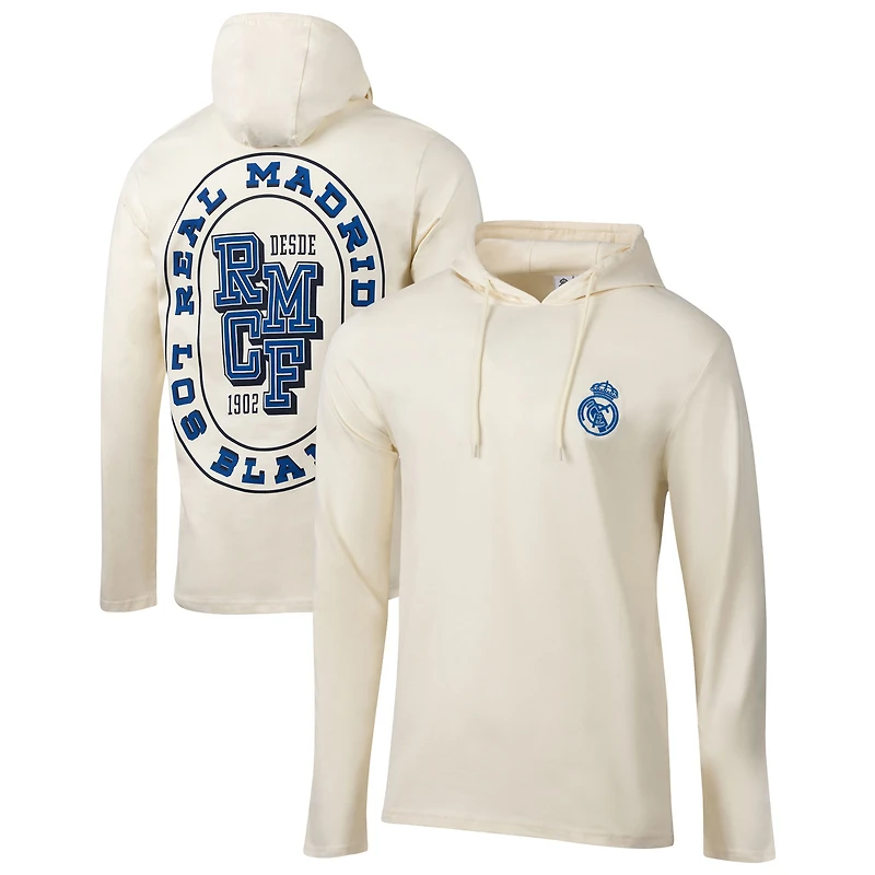 Men's Sport Design Sweden  Cream Real Madrid Relaxed Offside Long Sleeve Hoodie T-Shirt