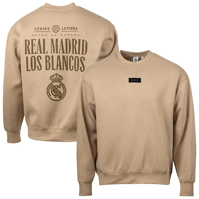 Men's Sport Design Sweden  Khaki Real Madrid Community Casual Relaxed Pullover Sweatshirt