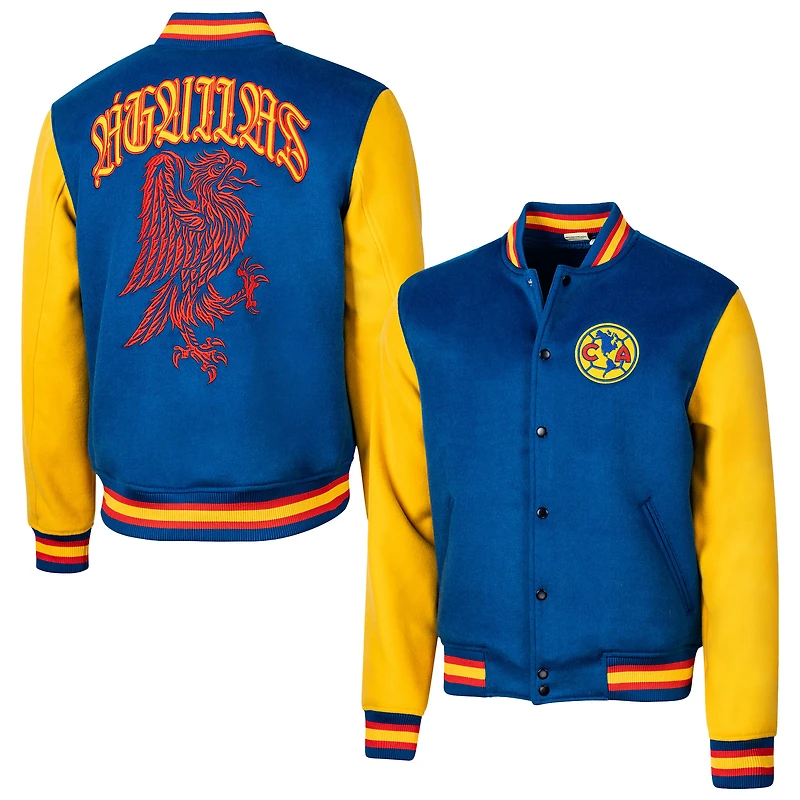 Men's Sport Design Sweden Royal Club America Free Kick Wool Varsity Jacket