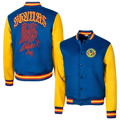 Men's Sport Design Sweden  Royal Club America Free Kick Wool Varsity Jacket
