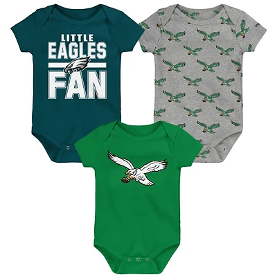 Newborn Outerstuff Philadelphia Eagles Little Tike 3-Piece Bodysuit Set