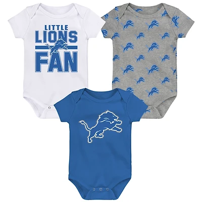 Newborn Outerstuff Detroit Lions Little Tike 3-Piece Bodysuit Set