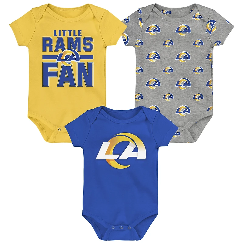 Newborn Outerstuff Los Angeles Rams Little Tike 3-Piece Bodysuit Set