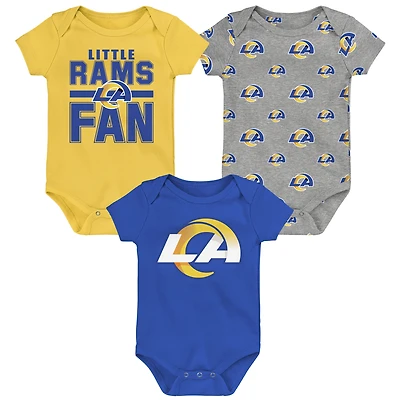Newborn Outerstuff Los Angeles Rams Little Tike 3-Piece Bodysuit Set