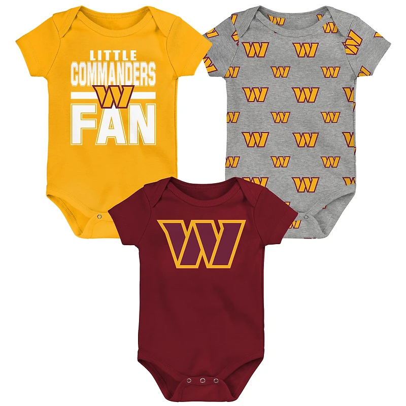 Newborn Outerstuff Washington Commanders Little Tike 3-Piece Bodysuit Set