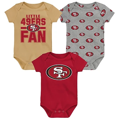 Newborn Outerstuff San Francisco 49ers Little Tike 3-Piece Bodysuit Set
