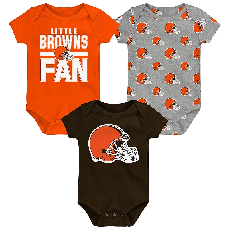 Newborn Outerstuff Cleveland Browns Little Tike 3-Piece Bodysuit Set