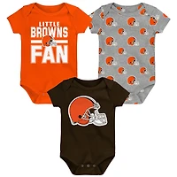 Newborn Outerstuff Cleveland Browns Little Tike 3-Piece Bodysuit Set